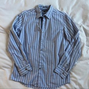 Slim Fit Pinstripe Button Up